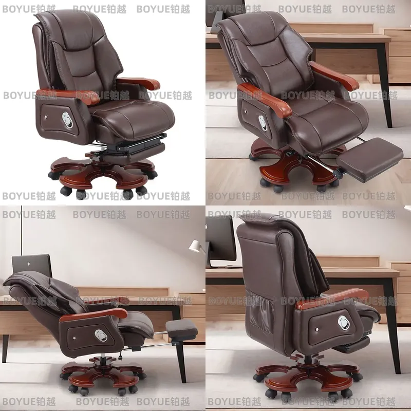 Woodworking Desk Chair - エグゼクティブレザーオフィスチェア、人間工学に基づいたコンピューターデスク用シート、アームレスト付き、ハイバック、快適なホームゲーミングソファ、仕事用