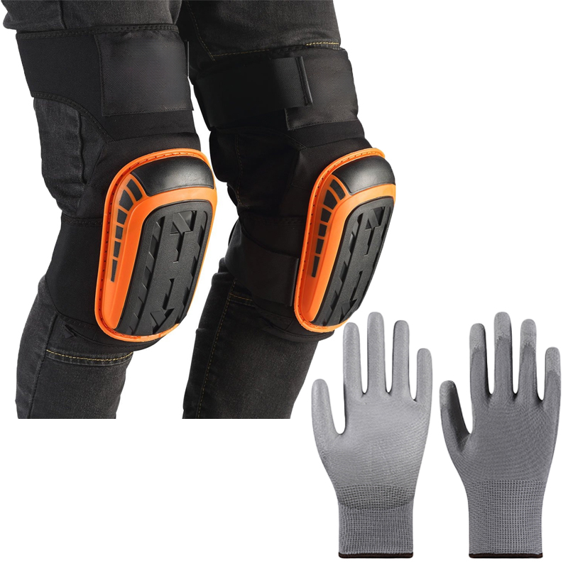 Woodworking Gloves - CZHIYAO プロフェッショナル滑り止め膝プロテクター、厚いフォームパッドと耐切創手袋付き、屋根工事、木工作業用