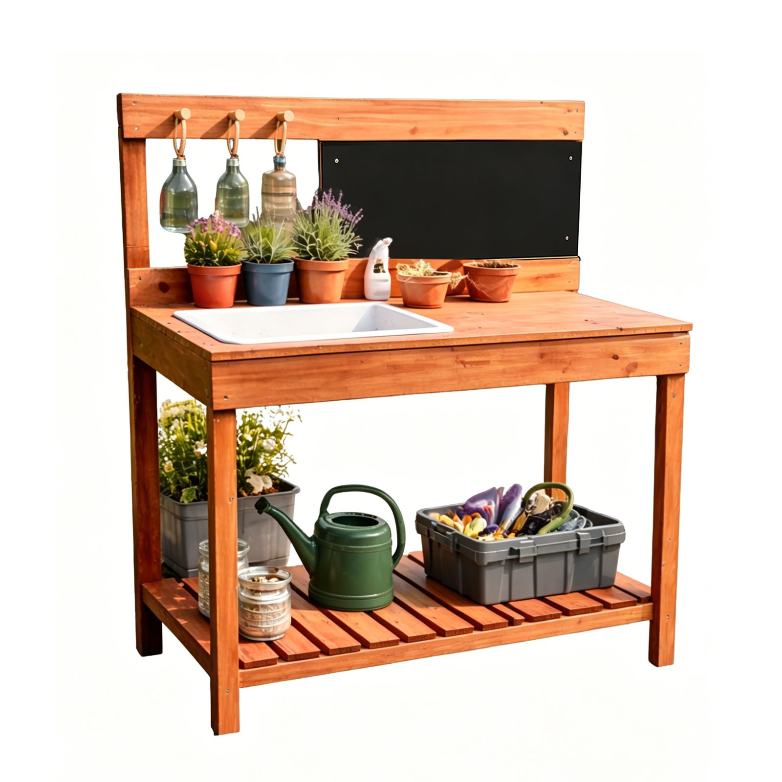 Workbench Woodworking - 木製植木鉢台子供用屋外屋内庭園植栽テーブル作業台子供科学教育ツール