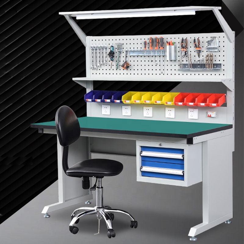Workbench Woodworking - 調整可能なESD作業台、冷間圧延鋼製、電子機器および木工作業ステーション用