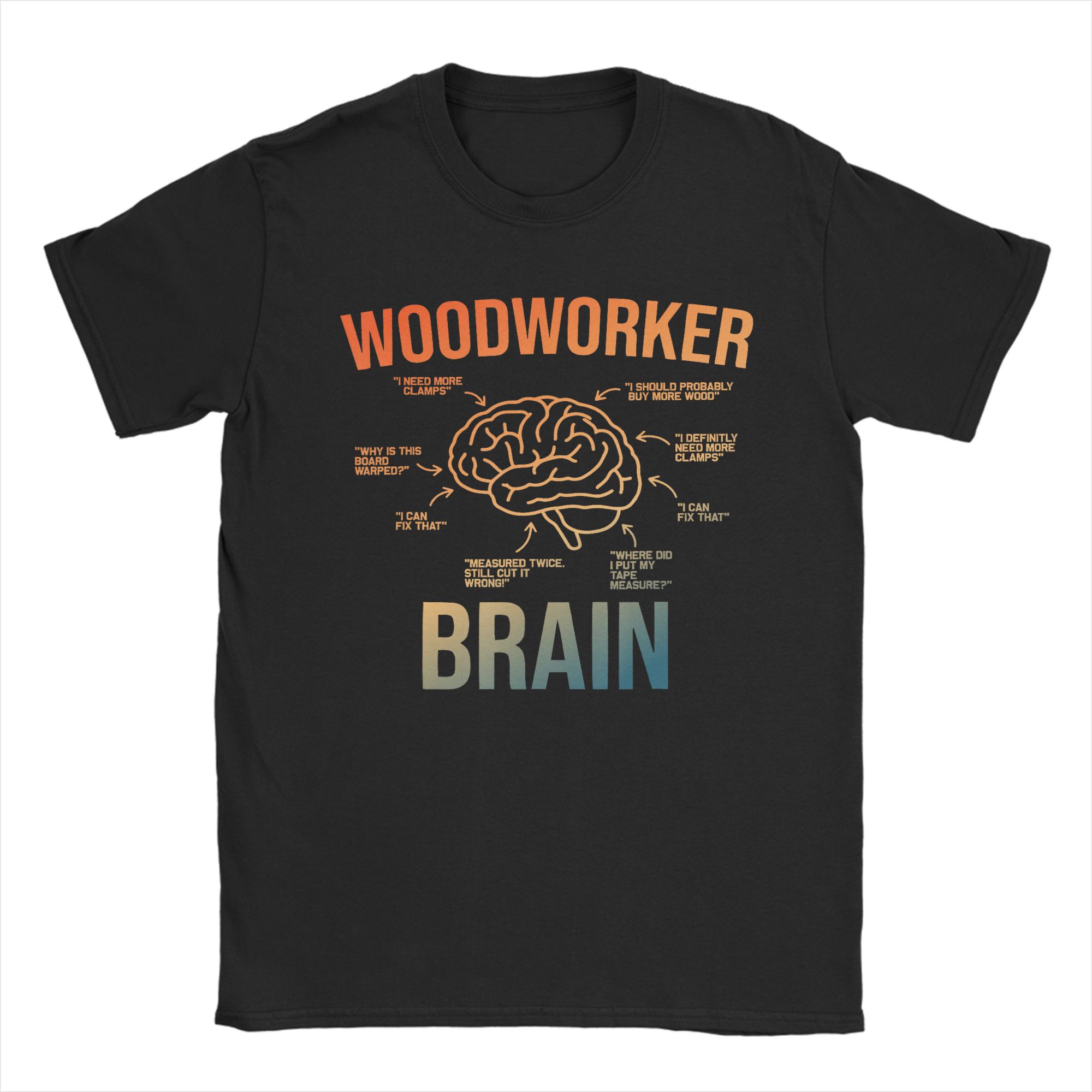 Woodworking Gift Ideas - 男性 Tシャツ木工職人脳面白い木工面白い純綿 Tシャツ半袖 Tシャツクルーネックトップスギフトアイデア