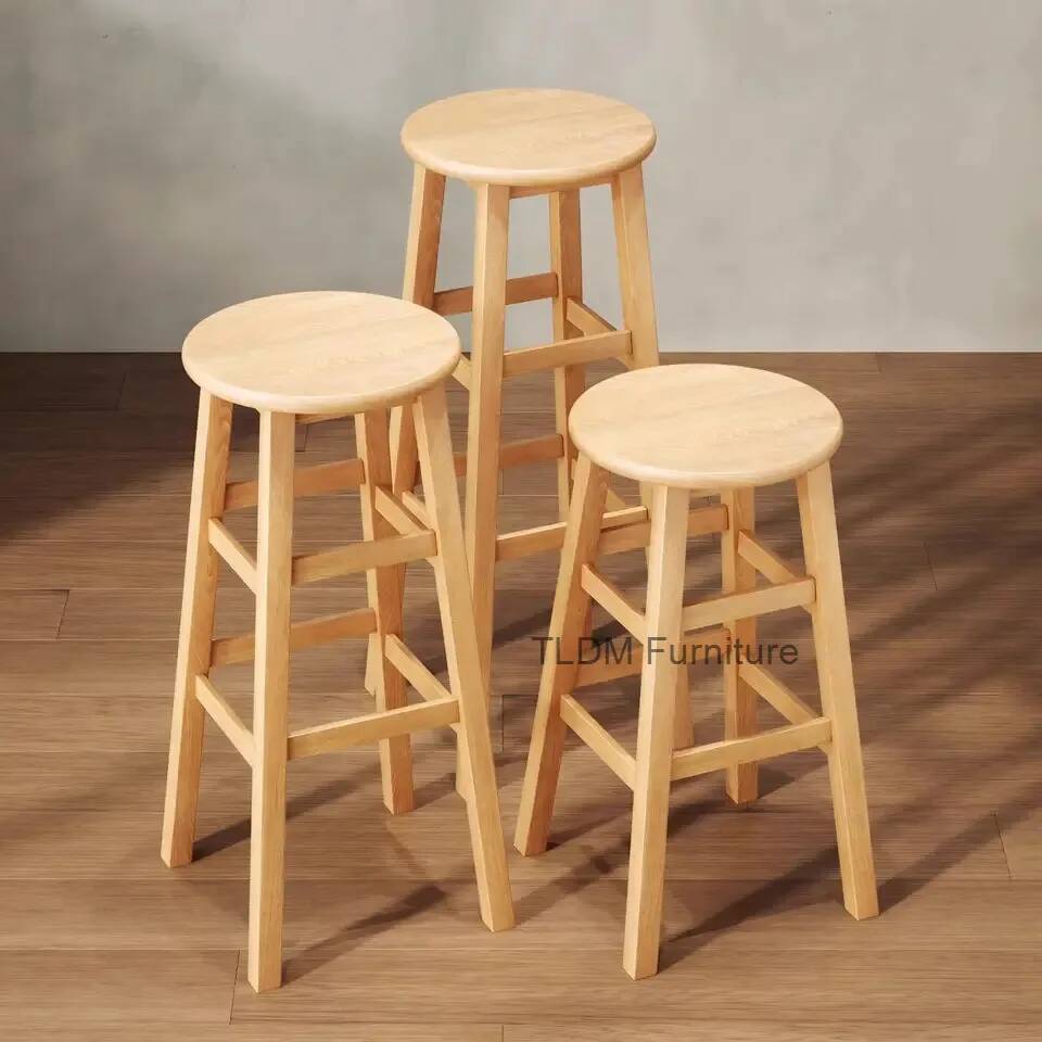 Woodworking Desk Chair - シンプルなバースツール、無垢材スツール、バーカフェレジャースツール、バーハイスツール、ホームアイランドチェア、フロントデスク、レジ、作業椅子