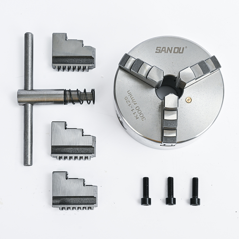Woodworking Lathe Chuck - Sanou-チャック穴,セルフセンタリング,手動金属旋盤,K11-125, 3ジョー,38mm