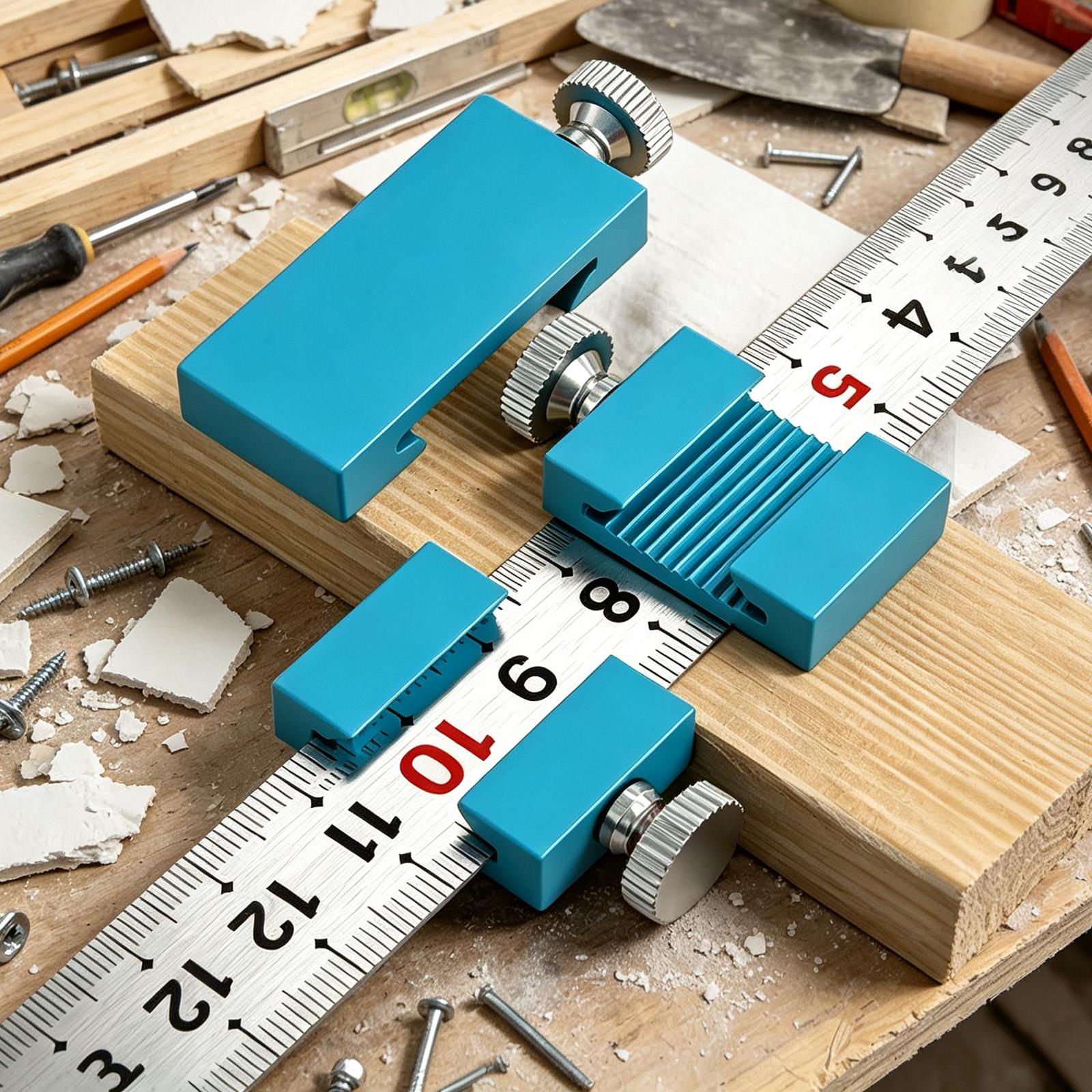 Woodworking And Carpentry - 大工道具 大工定規 ポジショニングスクライビングブロック 木工用スチールスケールストップ 建設用 家庭用