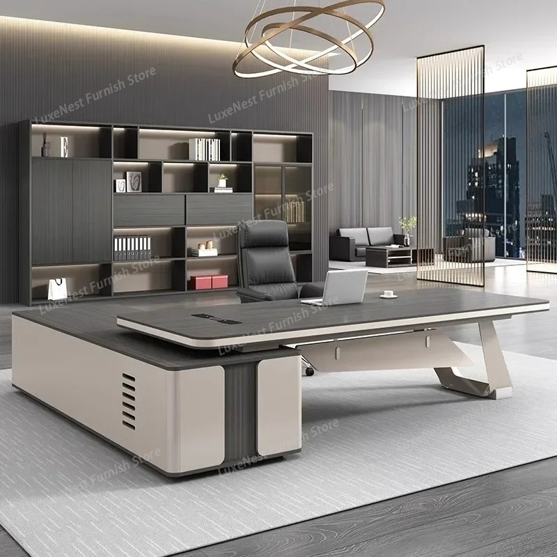 Woodworking Desk Chair - 高級ワークデスク、収納棚付き、家庭用L字型引き出し、オフィスデスク、ホームライティング、モダンチェア、エグゼクティブアクセサリー