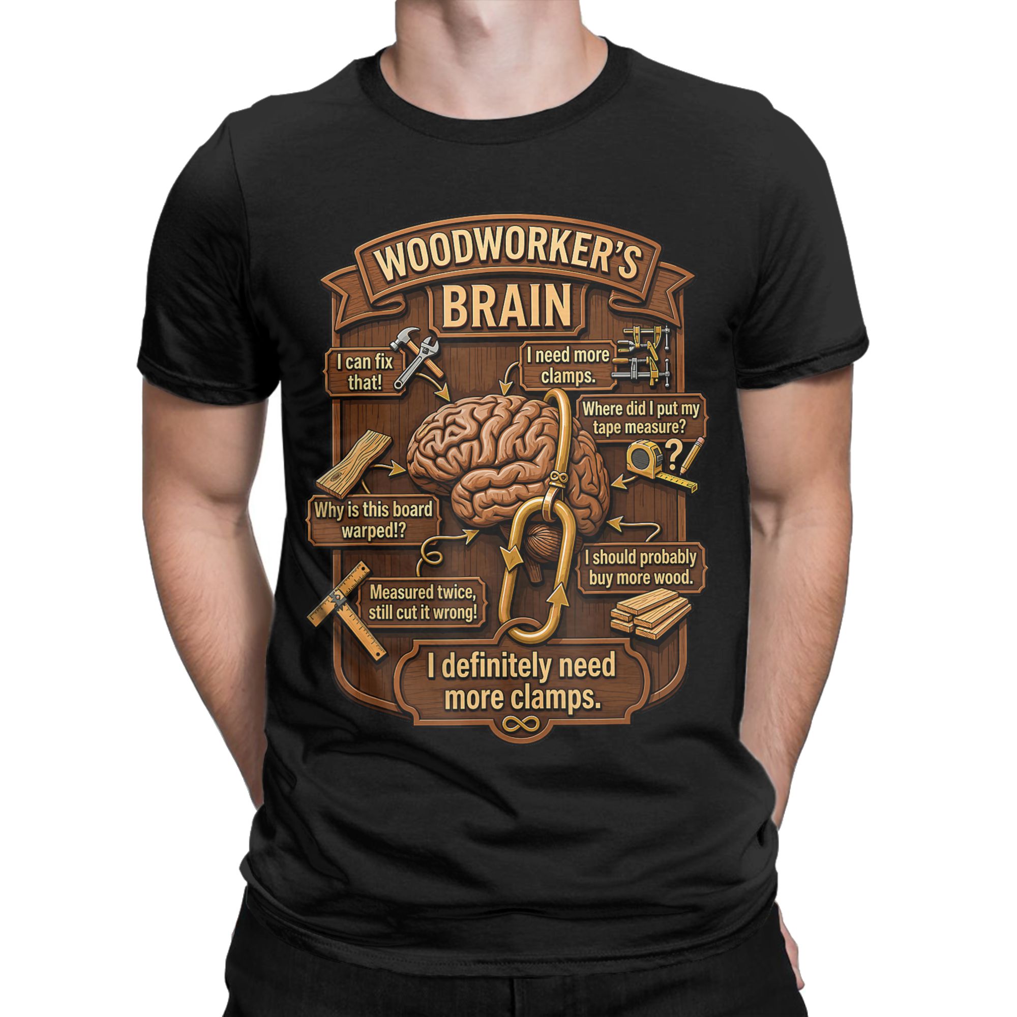 木工職人の脳面白い木工 Tシャツ男性用ヴィンテージコットン  - Woodworking Gift Ideas のレビューと価格
