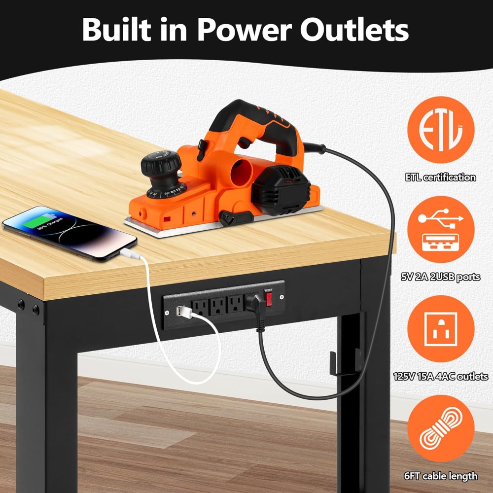 調整可能な作業台、頑丈な木製作業台、耐荷重2000ポンド、電 - Workbench Woodworking のレビューと価格