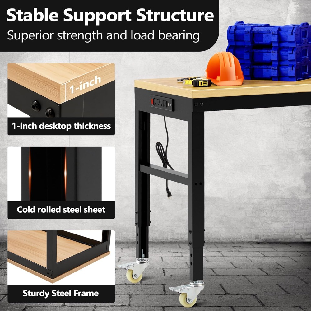 調整可能な作業台、頑丈な木製作業台、耐荷重2000ポンド、電 - Workbench Woodworking のレビューと価格