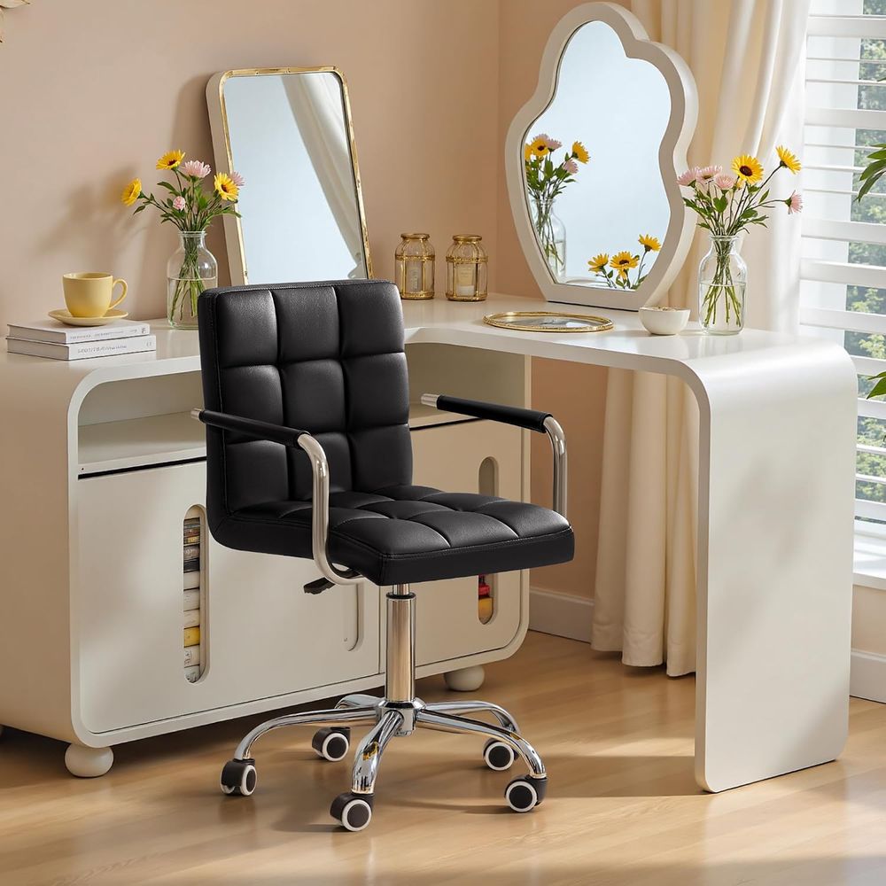 パッド入り回転式オフィスチェア（ホイール付き）、調節可能なP - Woodworking Desk Chair のレビューと価格