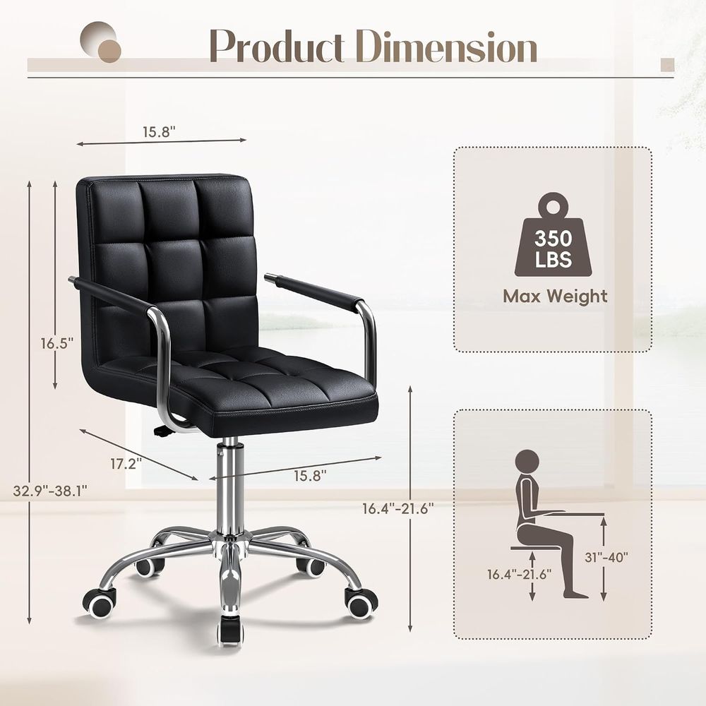 パッド入り回転式オフィスチェア（ホイール付き）、調節可能なP - Woodworking Desk Chair のレビューと価格