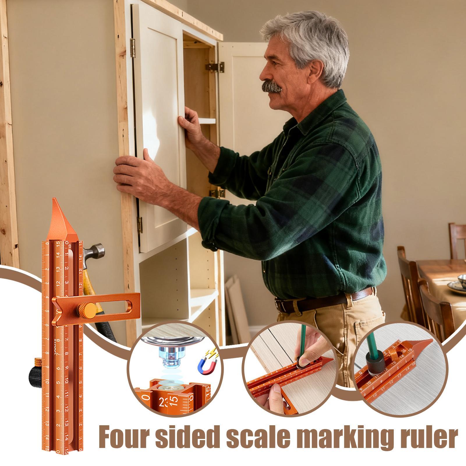 木工定規磁気ベース 4 面ツール金属精密定規大工大工建設マイ - Woodworking And Carpentry のレビューと価格
