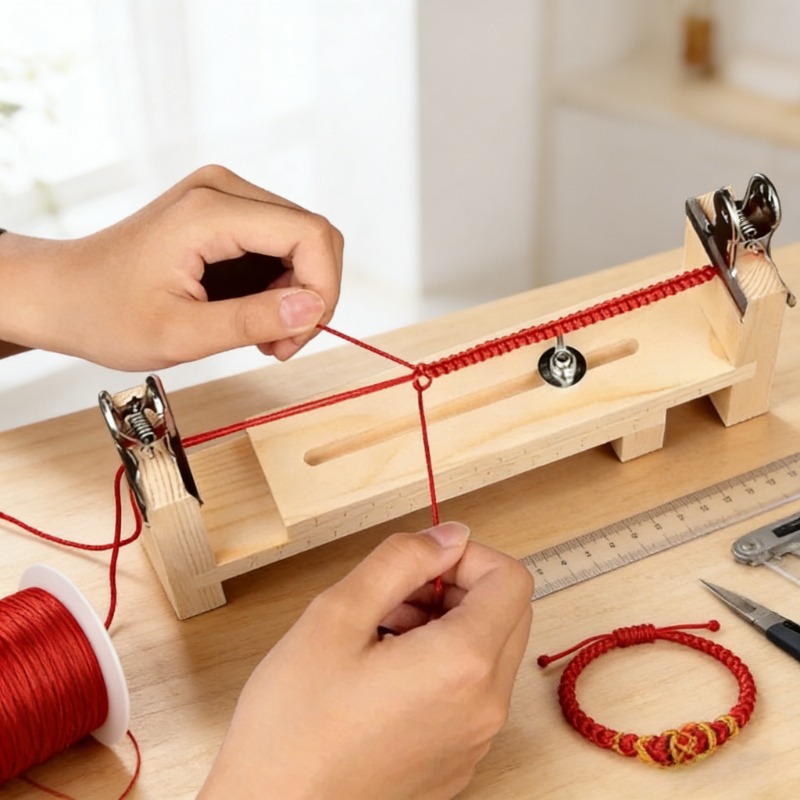無垢材ブレスレット編み込み固定ツール - 赤いロープの編み込 - Woodworking Shops のレビューと価格