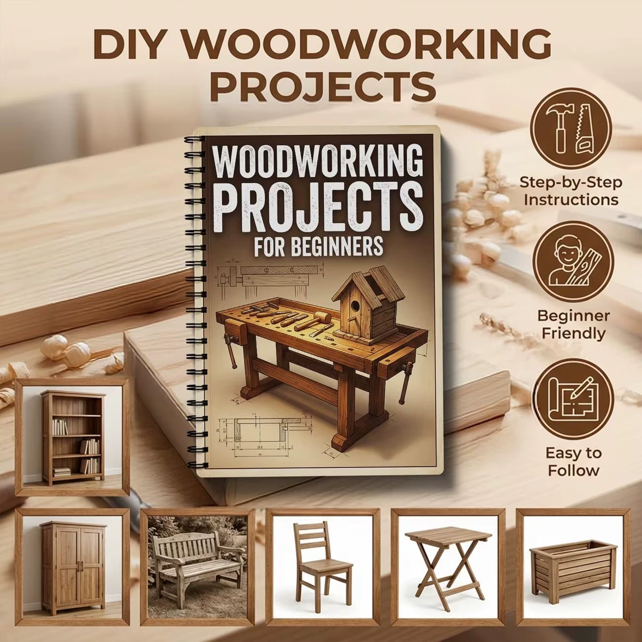 初心者のための木工プロジェクトブック シンプルで実践的なプロ - Woodworking Ebook のレビューと価格