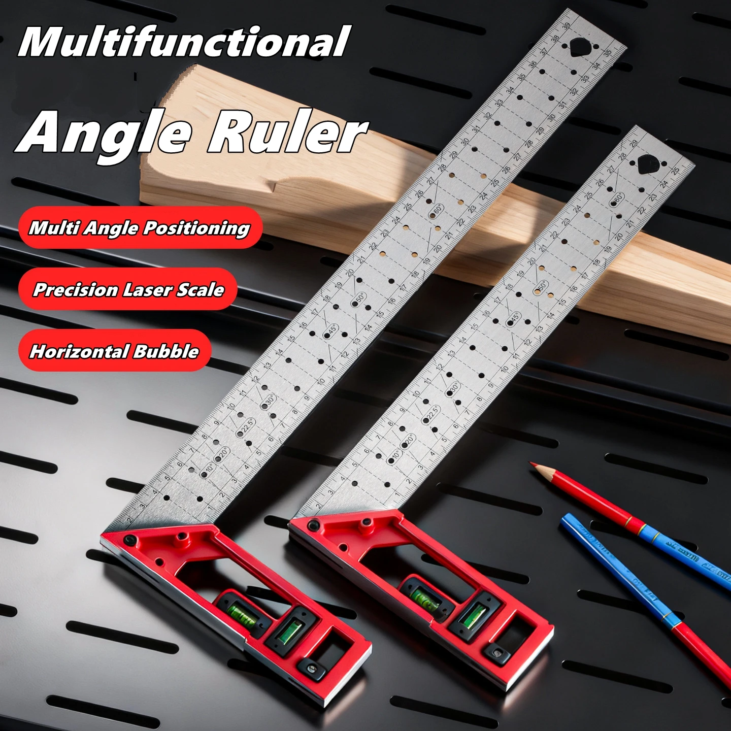 クイックポジショニング木工角度定規レベル金属大工直角定規ステ - Woodworking And Carpentry のレビューと価格