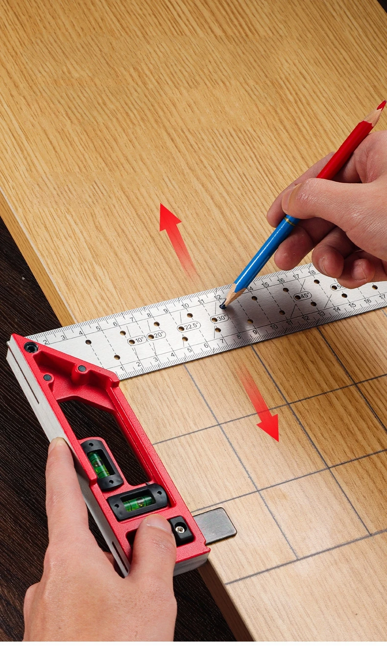 クイックポジショニング木工角度定規レベル金属大工直角定規ステ - Woodworking And Carpentry のレビューと価格