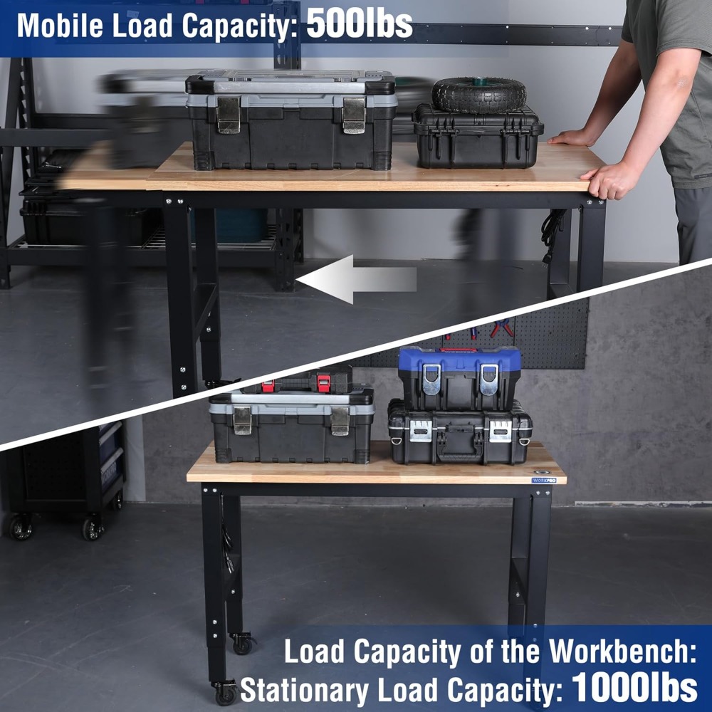 ガレージ作業台、48X22インチの調節可能な作業台（ホイール - Workbench Woodworking のレビューと価格