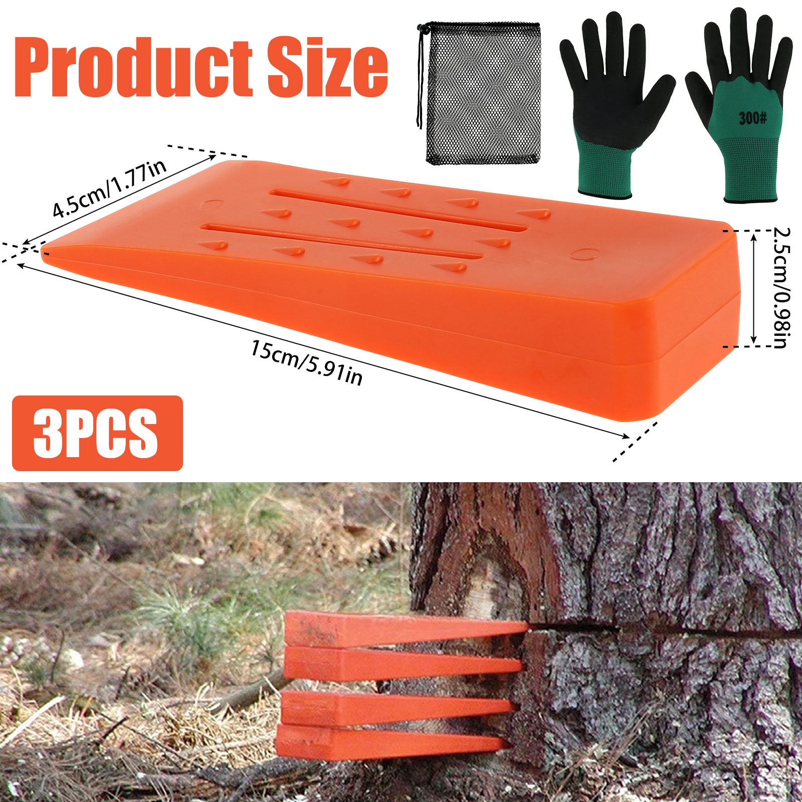 3 個のツリーカッティングウェッジ耐久性のあるプラスチック効 - Woodworking Gloves のレビューと価格