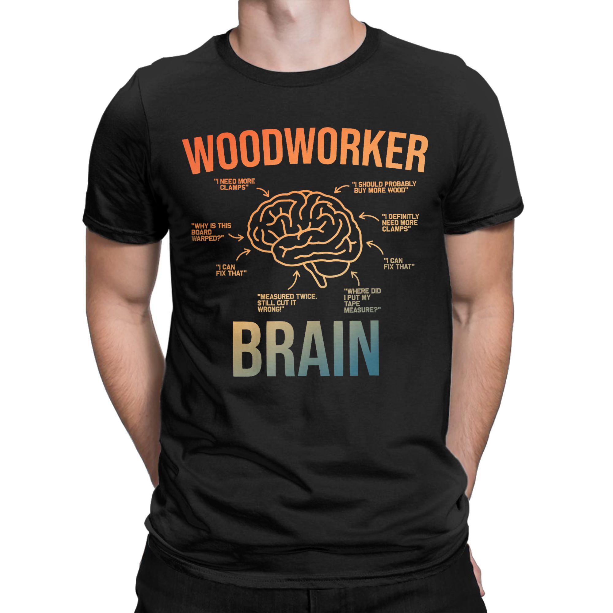 男性 Tシャツ木工職人脳面白い木工面白い純綿 Tシャツ半袖  - Woodworking Gift Ideas のレビューと価格