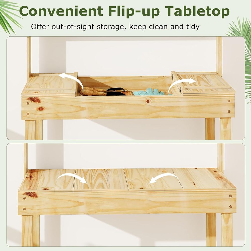 ポッティングベンチテーブル、60インチ木製ガーデンワークベン - Workbench Woodworking のレビューと価格