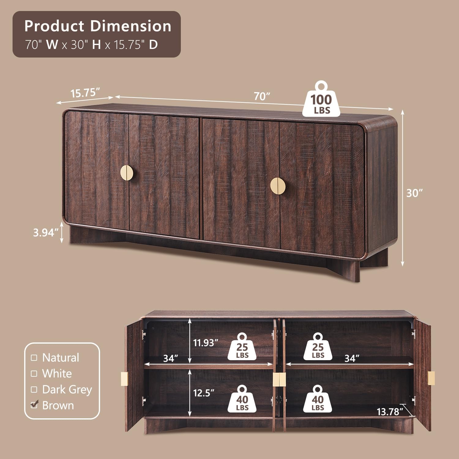 70インチまでのテレビに対応、収納＆調節可能な棚付き、湾曲型 - Woodworking Tv のレビューと価格